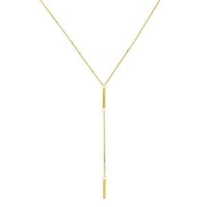 18K Gold Plated Double Bar Lariat Necklace
